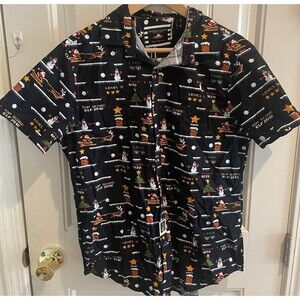 Denim & Flower Ricky Singh Men's Christmas Video Game Button-Down T-Shirt Size M